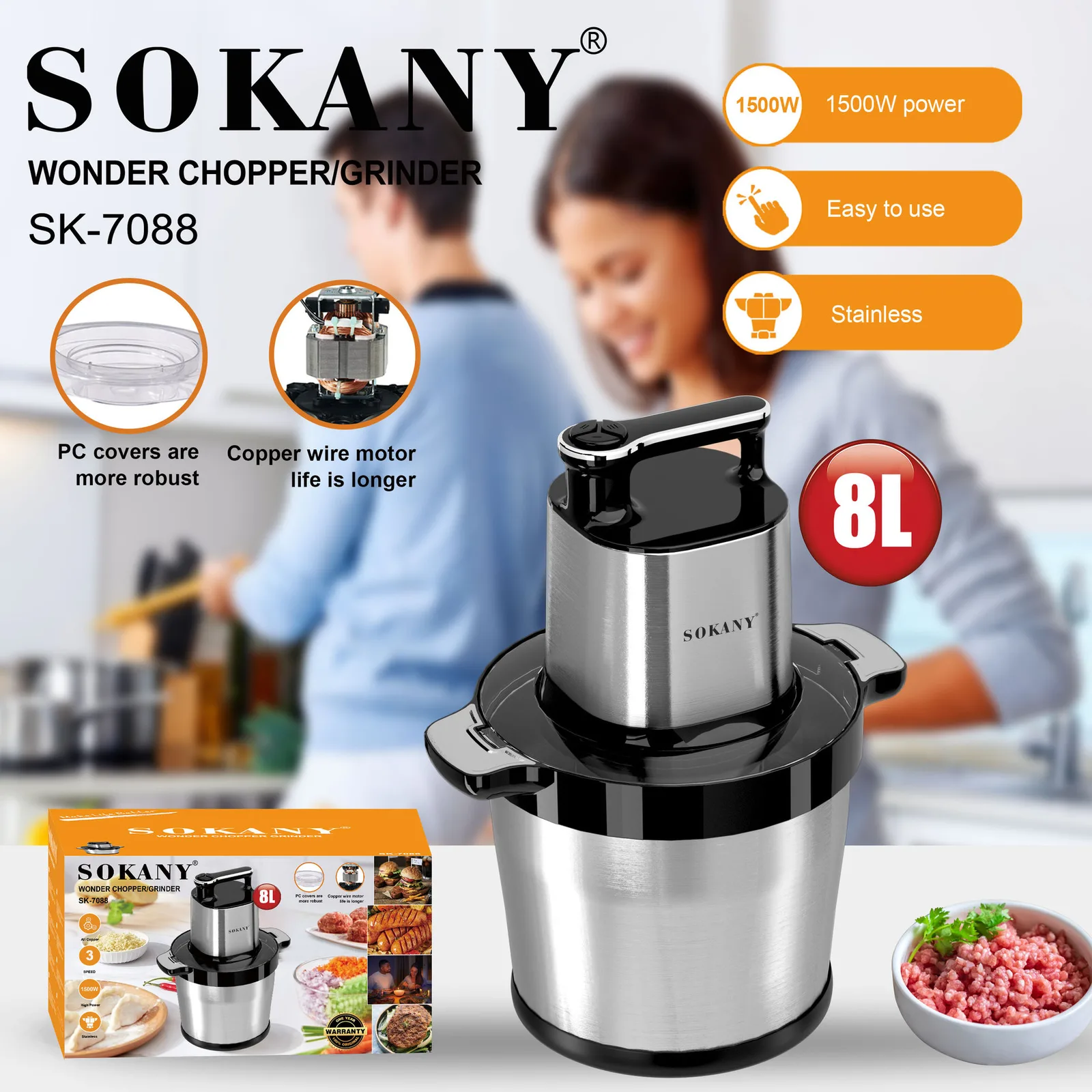 Sokany Chopper 8L 1500W