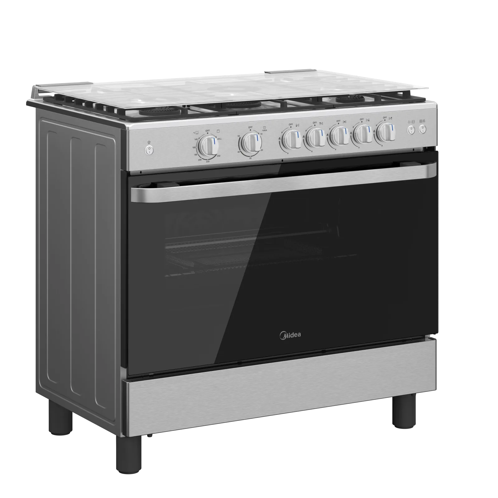 Midea 90cm 5 Burner Full Safety Black Gas Cooker