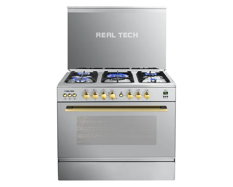 Real Tech Art Gold 90 cm Cast Italian Burners Fan Full Safety Digital Cooker 900906