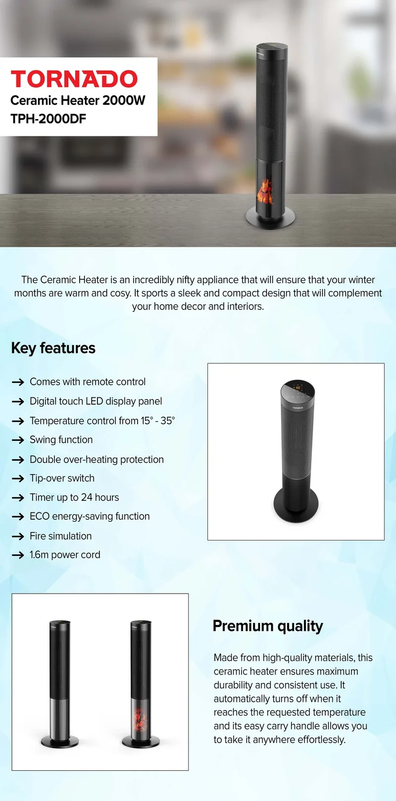 Tornado Electric Heater 2000W TPH-2000DF